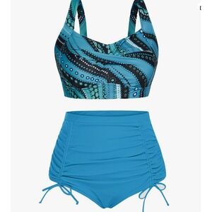 Hanna Nikole Women's Plus Size 12W‎ Twist Front Bikini Ruched Bottoms